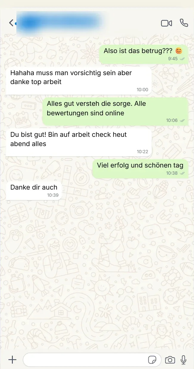 Kundenergebnis nach Bestellung von Bewertungen auf Google Maps